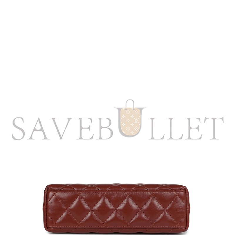 CHANEL BROWN QUILTED AGED CALFSKIN MINI KELLY BRUSHED GOLD HARDWARE AS4416 (19*13*7cm)